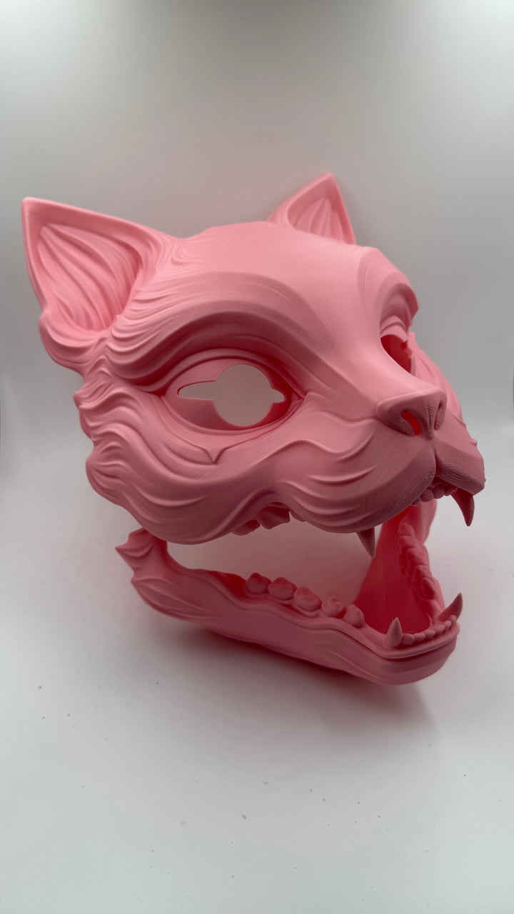 Kitsune Fox Mask with Moving Jaw | Japanese Yokai Cosplay Mask | Articulated Jaw Anime Mask