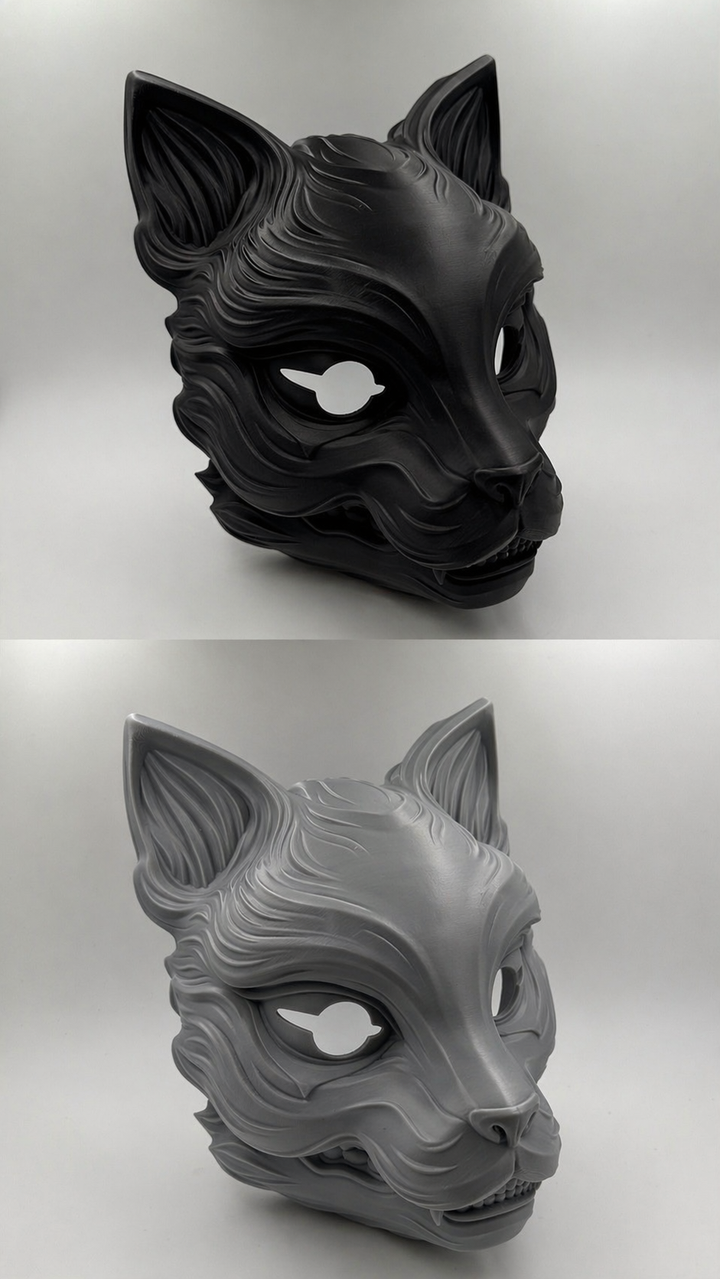 Kitsune Fox Mask with Moving Jaw | Japanese Yokai Cosplay Mask | Articulated Jaw Anime Mask