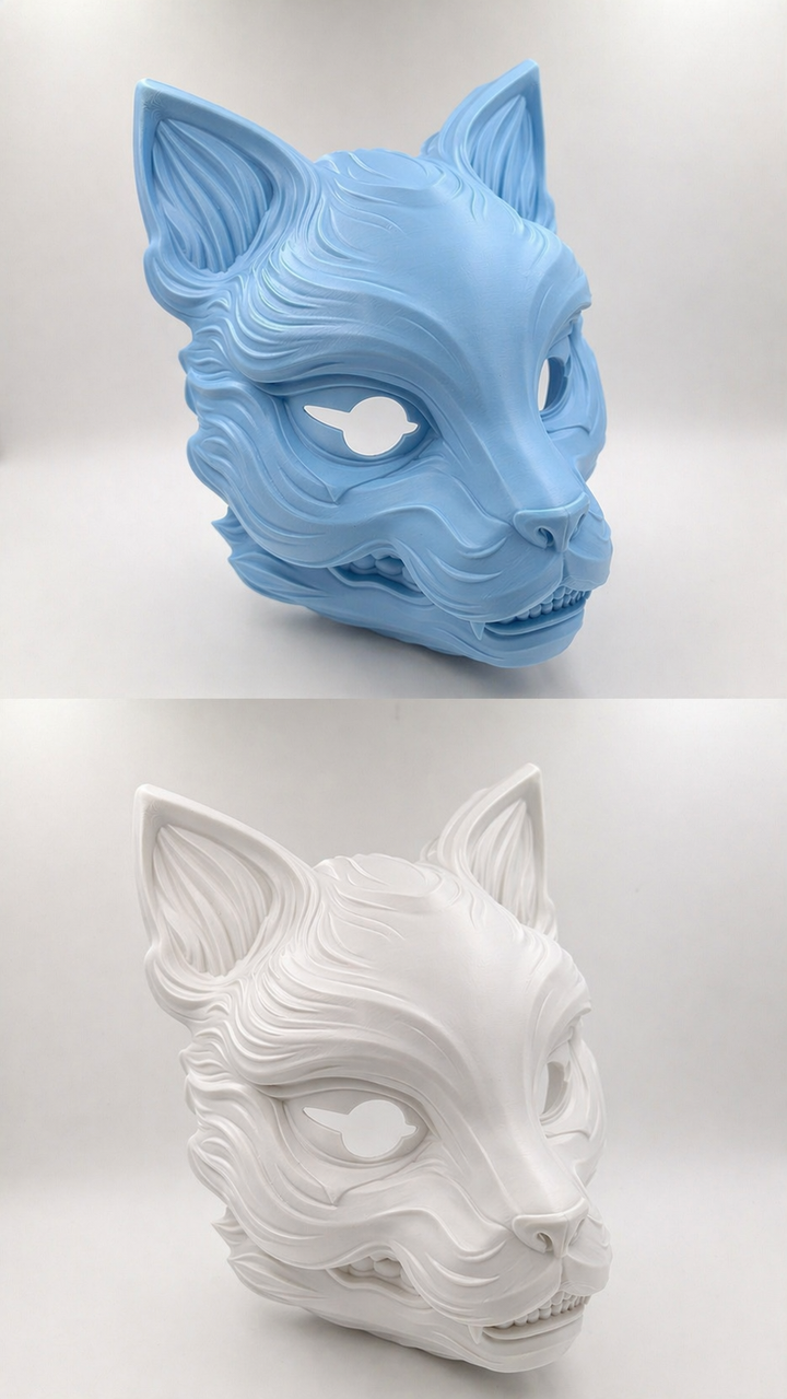 Kitsune Fox Mask with Moving Jaw | Japanese Yokai Cosplay Mask | Articulated Jaw Anime Mask