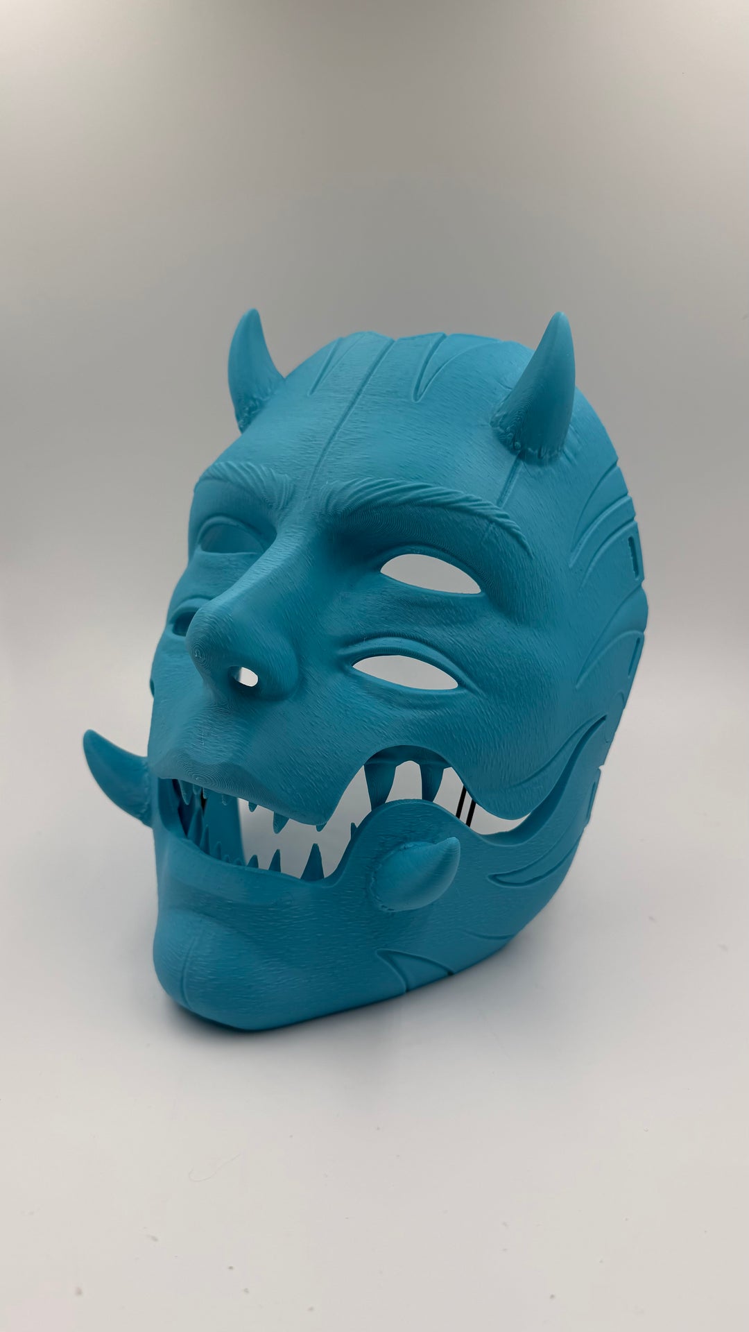 Argos Horned 4 Eye Moving Jaw Mask – Articulated Monster Mask, Demon Cosplay Mask, Horror Mask, Halloween Costume,
