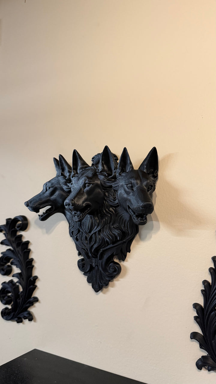Cerberus Guardian of the Underworld Wall Sculpture Gothic Mythology Decor 3 Headed Dog Wall Art Dark Fantasy Home Decor Occult Wall Hanging