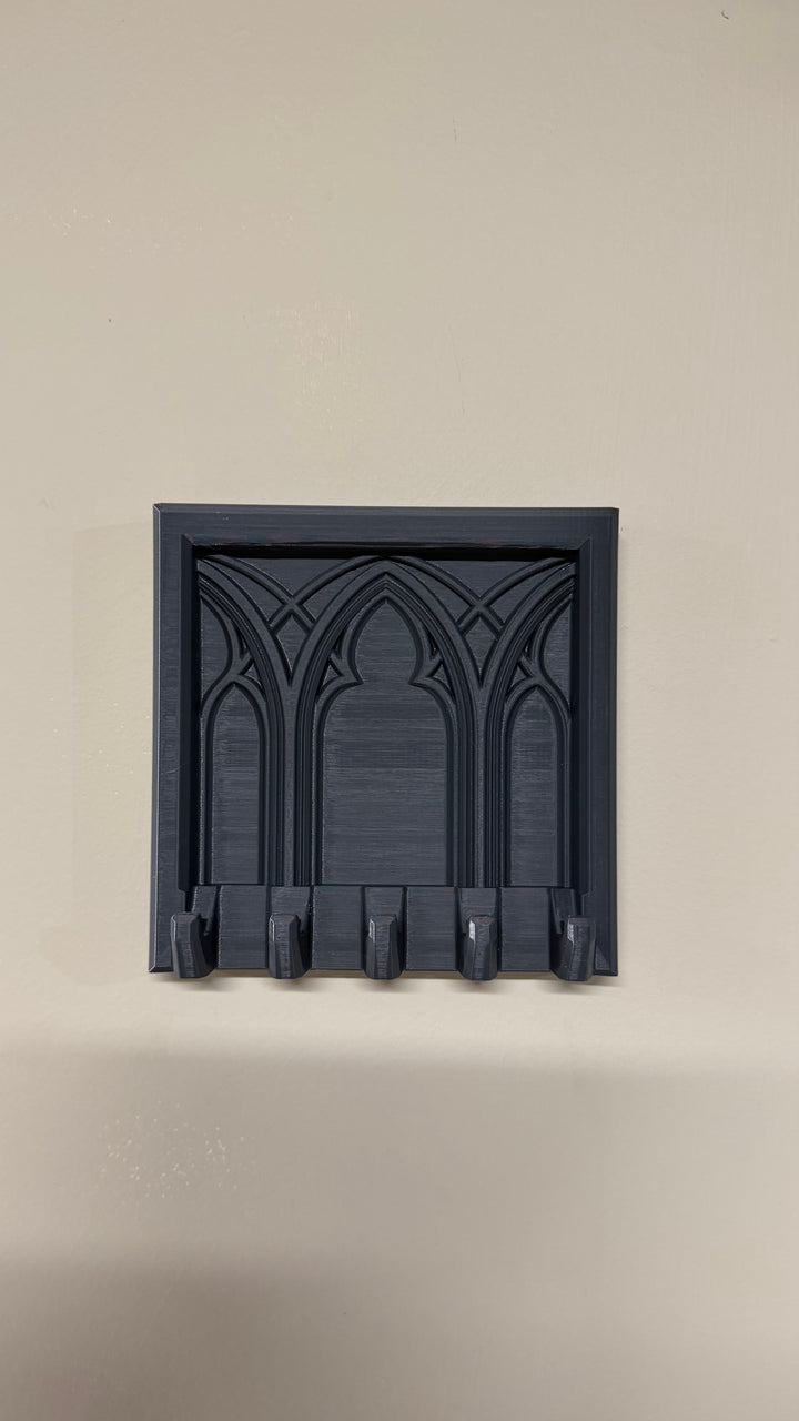 Gothic Cathedral Keychain & Necklace Holder – Dark Home Décor Organizer with 5 Hooks