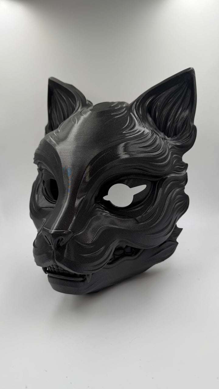 Kitsune Fox Mask with Moving Jaw | Japanese Yokai Cosplay Mask | Articulated Jaw Anime Mask