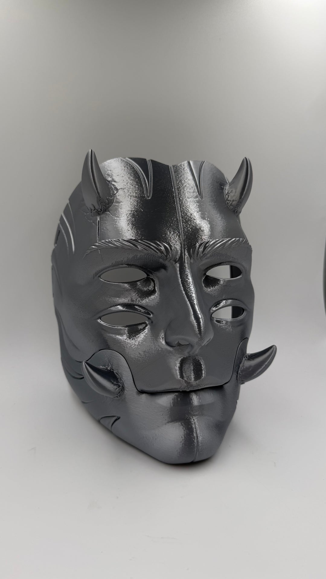 Argos Horned 4 Eye Moving Jaw Mask – Articulated Monster Mask, Demon Cosplay Mask, Horror Mask, Halloween Costume,