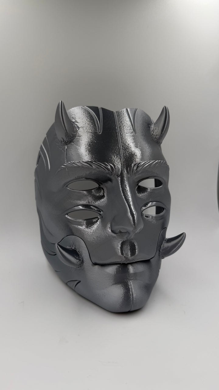 Argos Horned 4 Eye Moving Jaw Mask – Articulated Monster Mask, Demon Cosplay Mask, Horror Mask, Halloween Costume,
