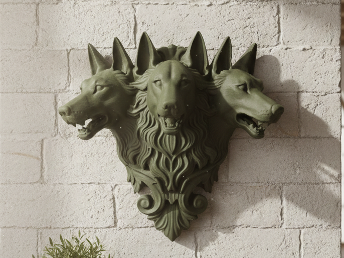 Cerberus Guardian of the Underworld Wall Sculpture Gothic Mythology Decor 3 Headed Dog Wall Art Dark Fantasy Home Decor Occult Wall Hanging