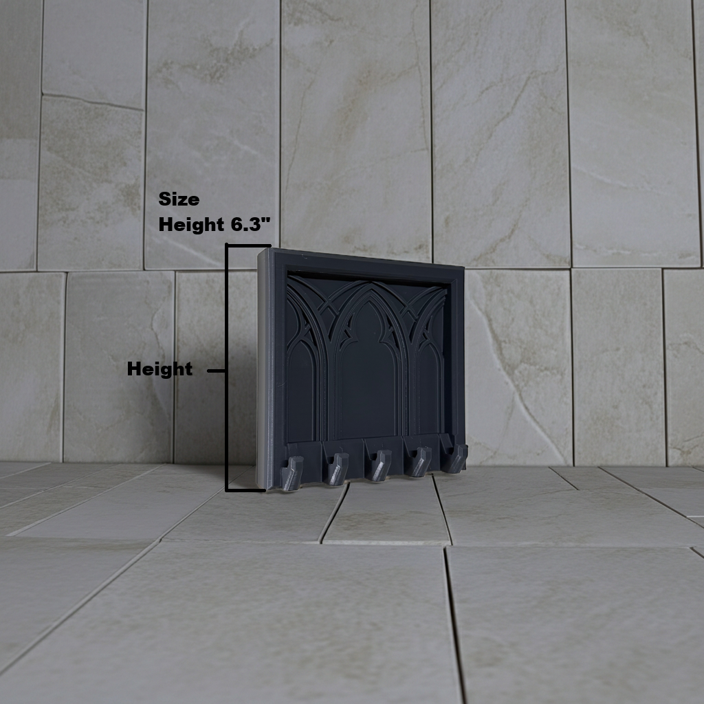 Gothic Cathedral Keychain & Necklace Holder – Dark Home Décor Organizer with 5 Hooks