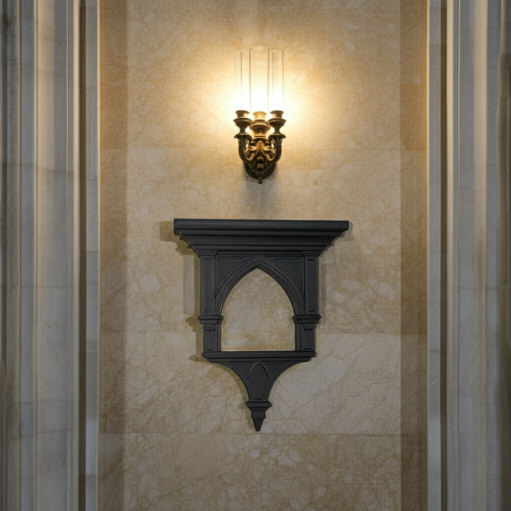 Gothic Cathedral Open Sconce Small Shelf Wall Art