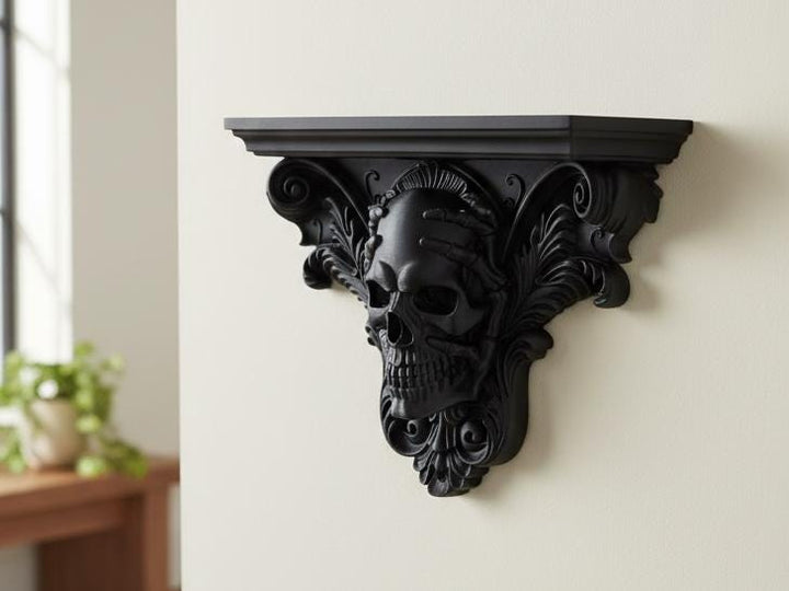 Gothic Skull Wall Altar Display Shelf