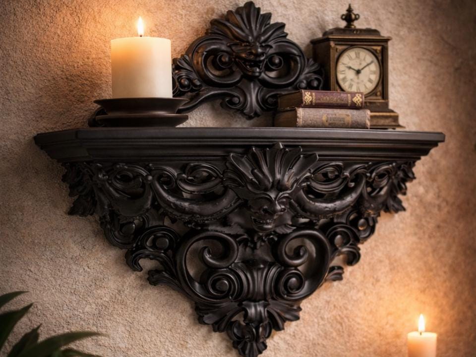 Gothic Wall Shelf Ornate Gargoyle Dragon