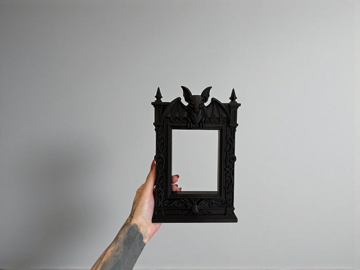 Gothic Victorian Bat Cathedral Frame | Ornate Picture Frame with Bat Wings | Dark Home Decor | Gothic Wall Decor Baroque Mirror Frame