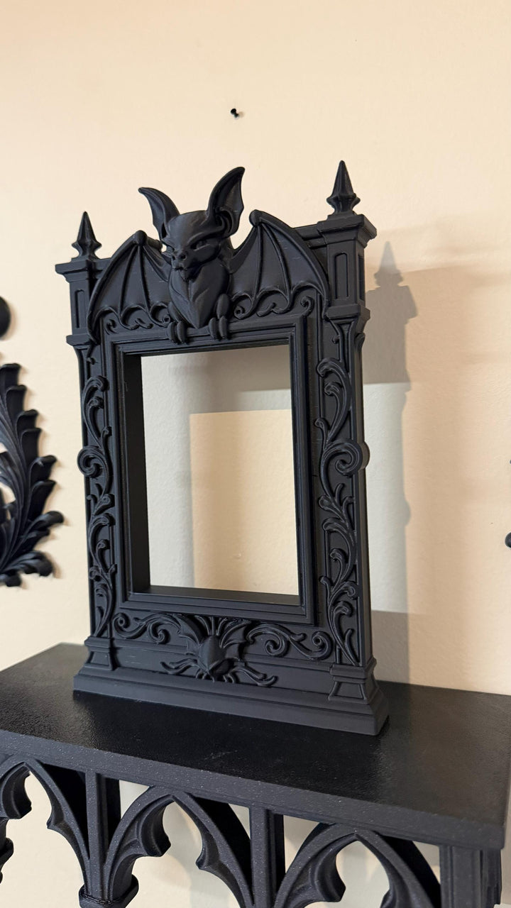 Gothic Victorian Bat Cathedral Frame | Ornate Picture Frame with Bat Wings | Dark Home Decor | Gothic Wall Decor Baroque Mirror Frame