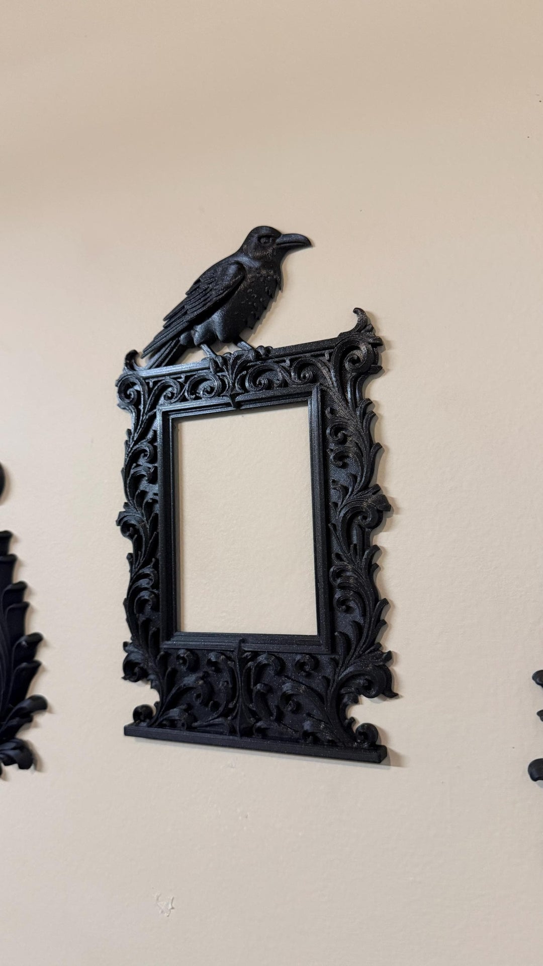 Gothic Raven DIY Wall Decor | Portrait Frame with Crow | Victorian Baroque Home Decor | Witchy Dark Academia Art | Raven Skull Decor
