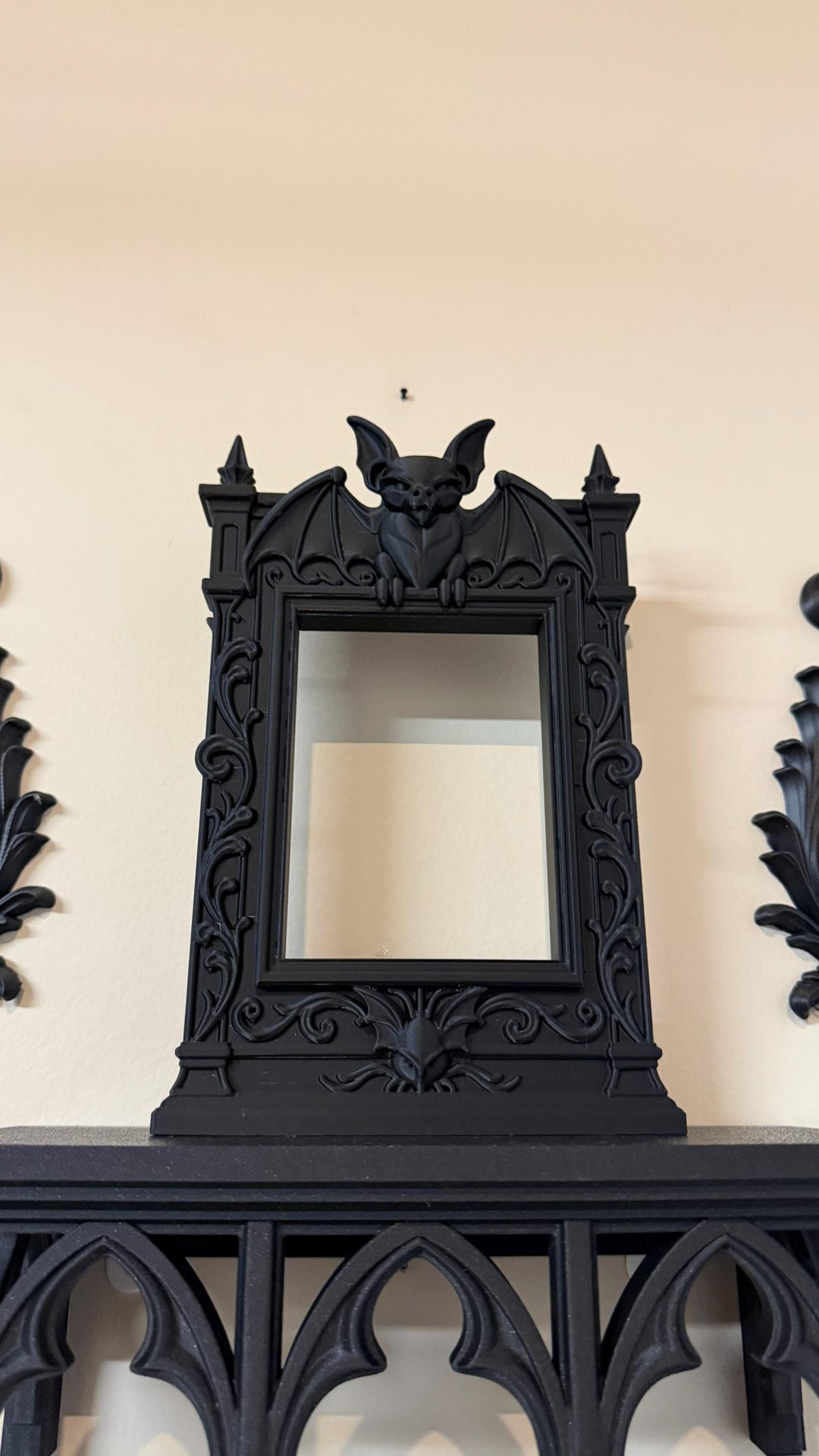 Gothic Victorian Bat Cathedral Frame | Ornate Picture Frame with Bat Wings | Dark Home Decor | Gothic Wall Decor Baroque Mirror Frame