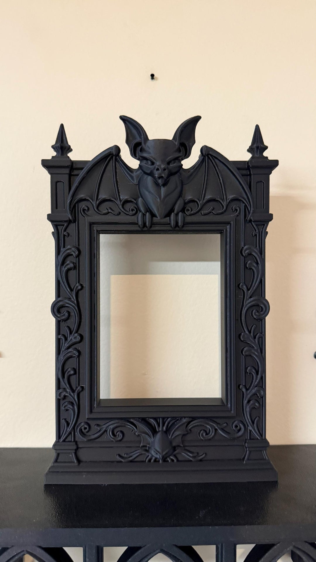 Gothic Victorian Bat Cathedral Frame | Ornate Picture Frame with Bat Wings | Dark Home Decor | Gothic Wall Decor Baroque Mirror Frame