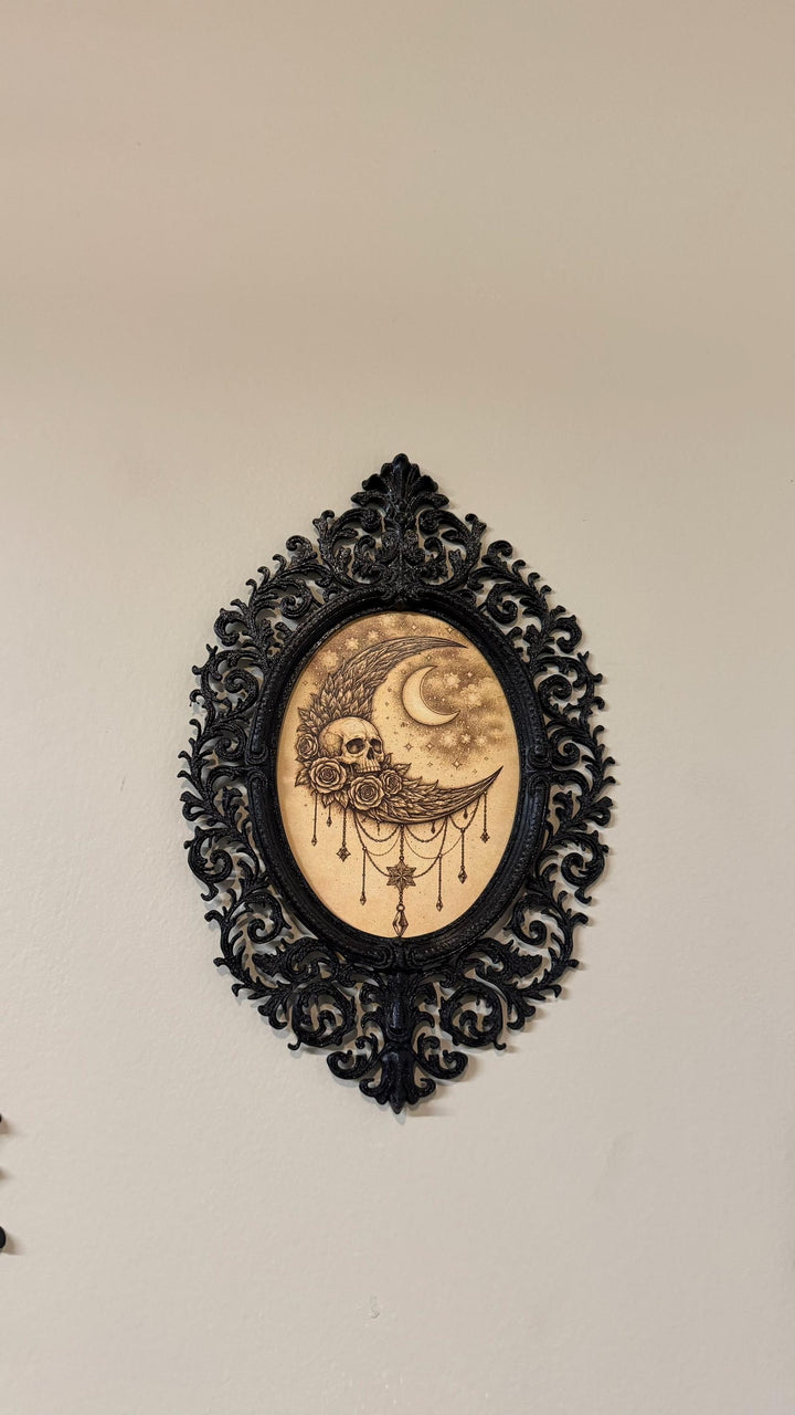 Ornate Oval Victorian Gothic Frame | DIY Baroque Wall Decor Empty Frame | Dark Aesthetic Gallery Wall Art | Medieval Filigree