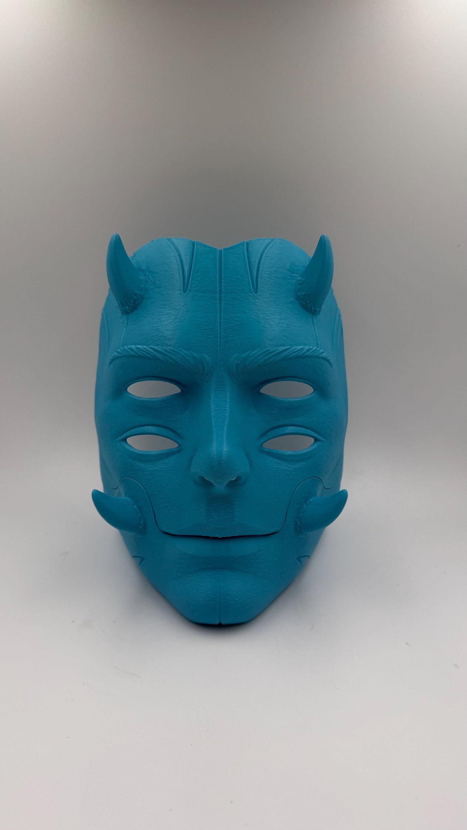 Argos Horned 4 Eye Moving Jaw Mask – Articulated Monster Mask, Demon Cosplay Mask, Horror Mask, Halloween Costume,