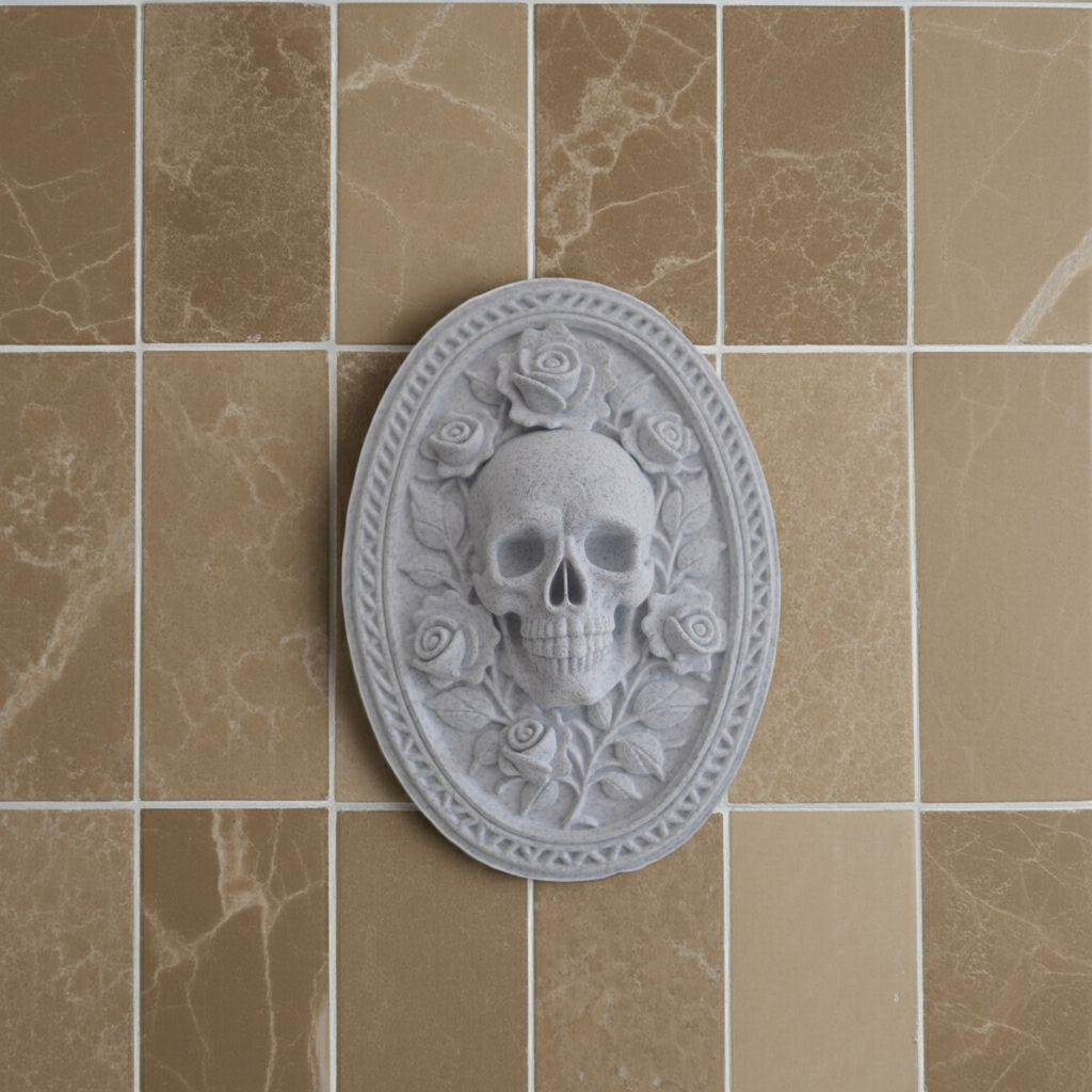 Gothic Skull & Roses Wall Plaque Victorian Oval Skull Deco Dark Gothic Home Wall Art