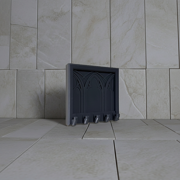 Gothic Cathedral Keychain & Necklace Holder – Dark Home Décor Organizer with 5 Hooks