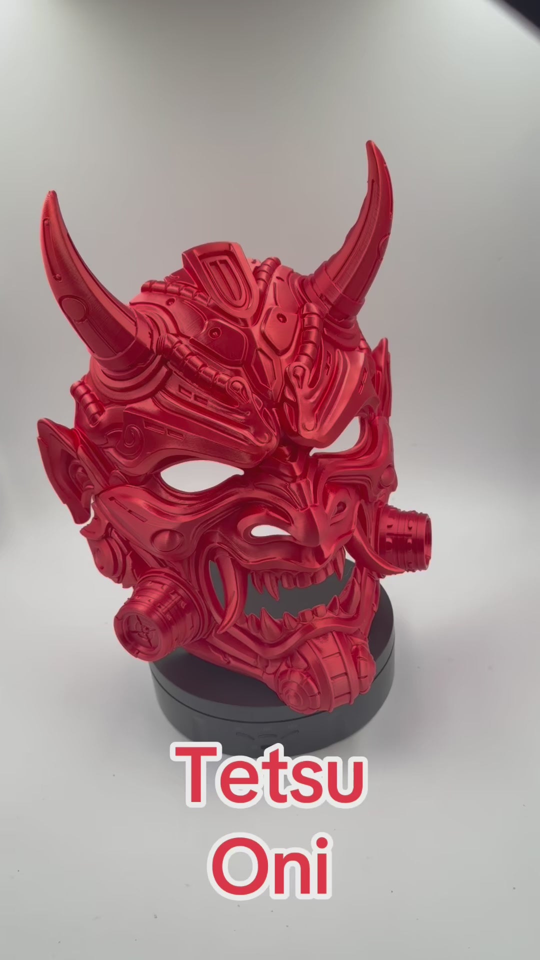 Cyberpunk Oni Mask Japanese Demon Samurai Tetsu Mask Red Futuristic Wall Art Decor Horned Warrior Helmet Sculpture Fantasy Gaming Decor