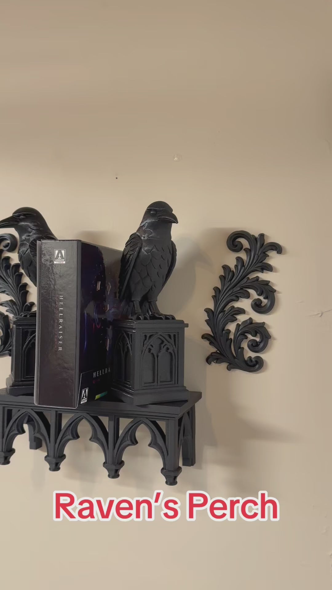 Gothic Raven Book Ends and Wall Decor